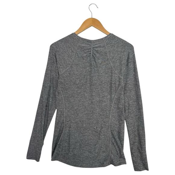 Athleta Top Womens Medium Gray Quarter Zip Long Sleeve Ruched Athletic Sporty - Picture 2 of 13